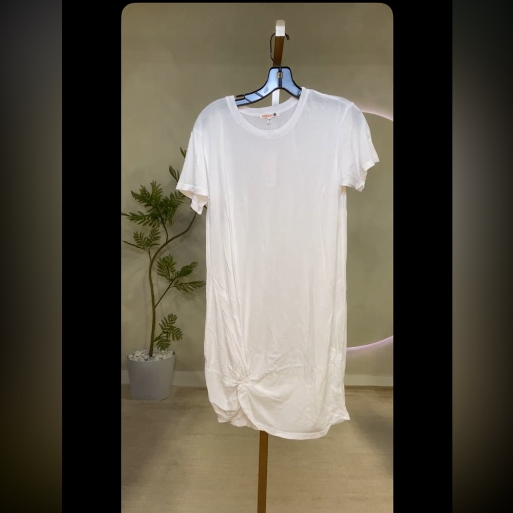 SUNDRY Side Twist T-Shirt Dress WHITE ONLY SZ 1